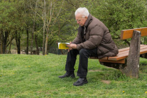Reading on a bench